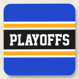PLAYOFFS Levendig Blauw Geel Zwart Wit Strepen Bier Onderzetter