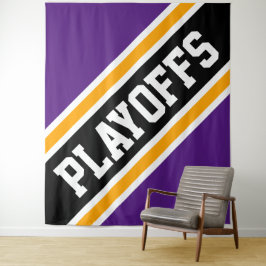 PLAYOFFS Royal Paarse Yellow Black Slant Stripes Wandkleed