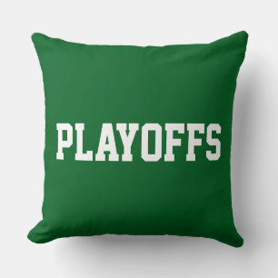 PLAYOFFS Sportieve atletische tekst op diep bosgro Kussen