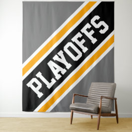 PLAYOFFS Sporty Grijs Oranje Zwart Racing Strepen Wandkleed