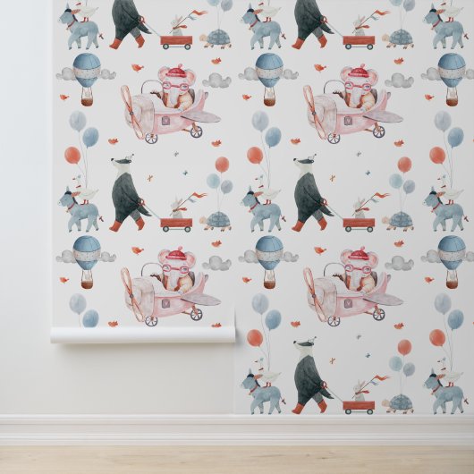 Playroom or Storybook Animal Theme Behang (Applicatie)