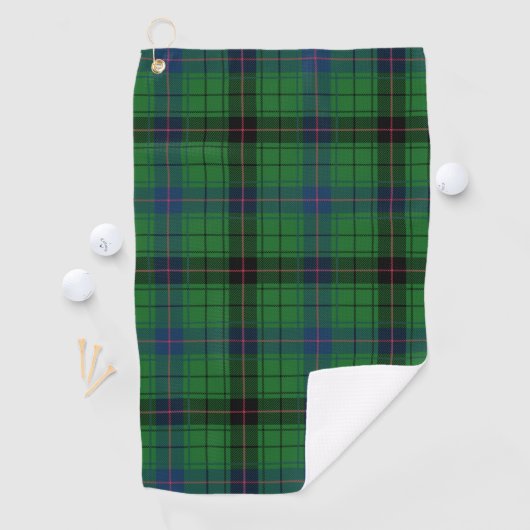 Plays Clan Davidson Blue Green Black Check Tartan Golfhanddoek (Insitu)