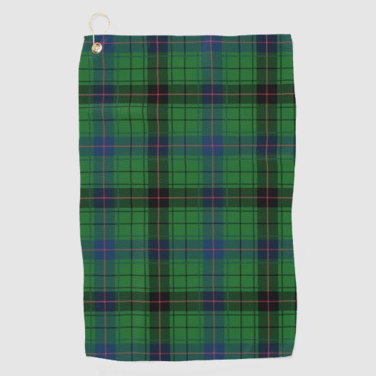 Plays Clan Davidson Blue Green Black Check Tartan Golfhanddoek (Voorkant)
