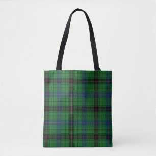 Plays Clan Davidson Tartan Black Green Check Tote Bag