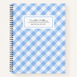 Plays Gingham Blue Pattern Name Notebook Notitieboek