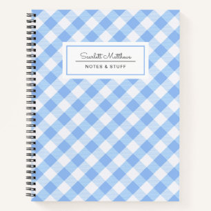 Plays Gingham Blue Pattern Name Notebook Notitieboek