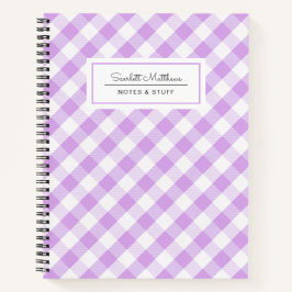 Plays Gingham Paars Pattern Name Notebook Notitieboek