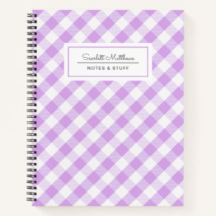 Plays Gingham Paars Pattern Name Notebook Notitieboek