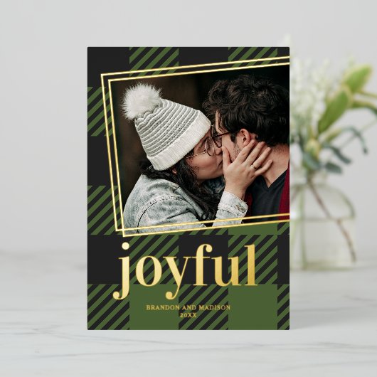 Plays Joyful-kerstfoto Folie Feestdagenkaart (Staand Voorkant)