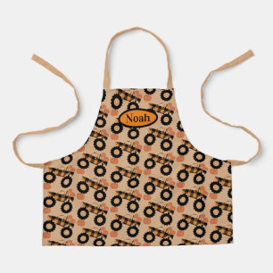 Plays Truck and Pumpkins All-Over Print Apron Schort