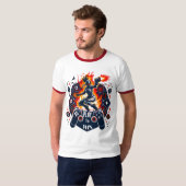 PlayStation Gaming Fire Energy Controller Art T-shirt (Voorkant volledig)