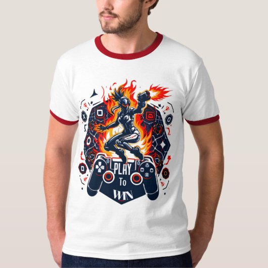 PlayStation Gaming Fire Energy Controller Art T-shirt (Voorkant)