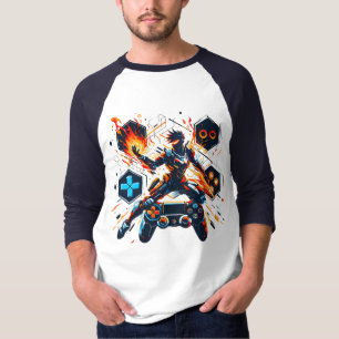 PlayStation Gaming Held Fire Controller Kunst T-shirt