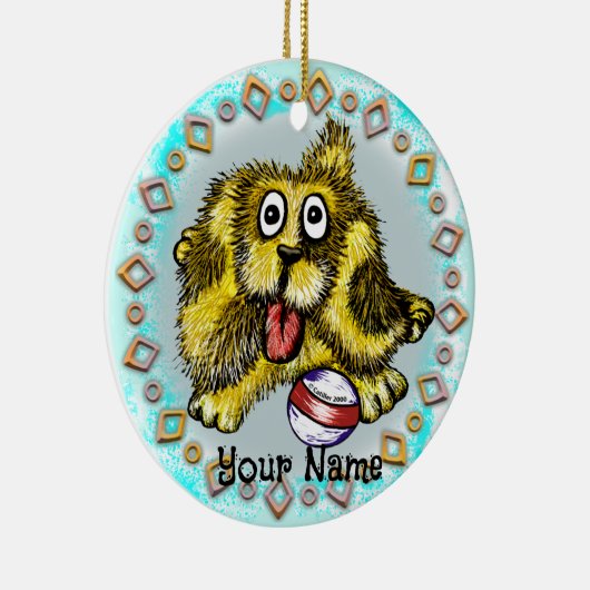 Playtime Dog Keramisch Ornament (Rechts)