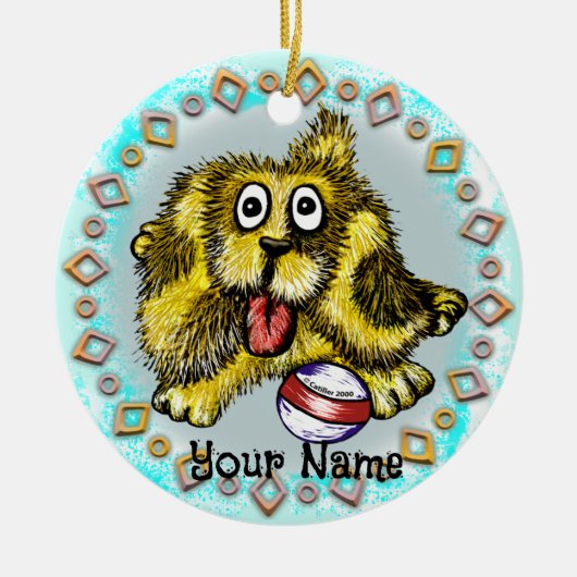 Playtime Dog Keramisch Ornament (Voorkant)