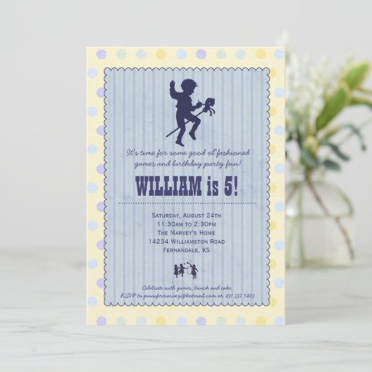 Playtime Fun Party Invitation - Boy Kaart (Staand voorkant)