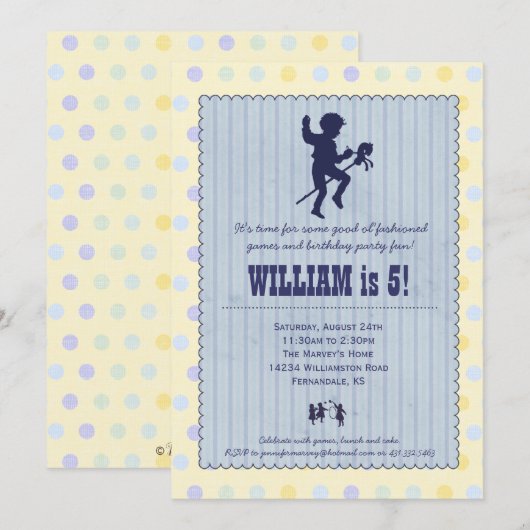 Playtime Fun Party Invitation - Boy Kaart (Voorkant / Achterkant)