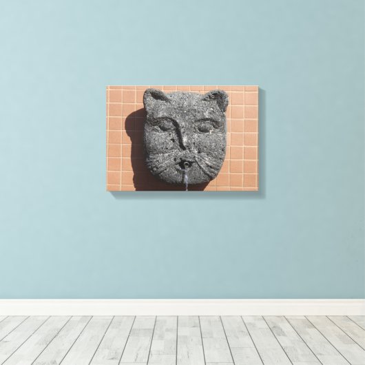 Plaza Cat Fountain Canvas Afdruk (Insitu (Houten vloer))