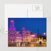 Plaza de Cibeles bij nacht in Madrid Briefkaart (Voorkant / Achterkant)