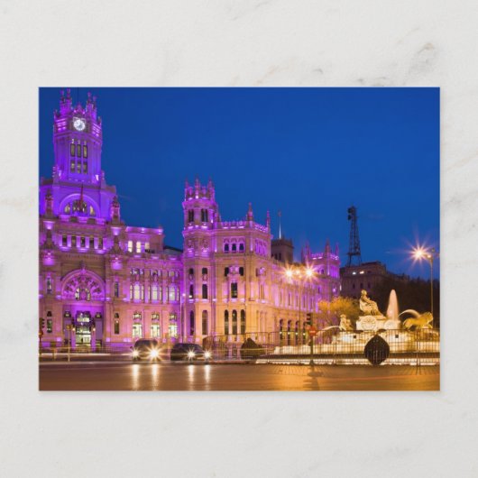 Plaza de Cibeles bij nacht in Madrid Briefkaart (Voorkant)