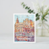 Plaza de Espana Spanje Beroemde Reis Waterverf Briefkaart (Staand voorkant)