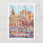 Plaza de Espana Spanje Beroemde Reis Waterverf Briefkaart (Voorkant)