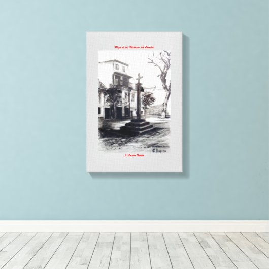 Plaza de las Bárbaras (A Coruña) Canvas Afdruk (Insitu (Houten vloer))