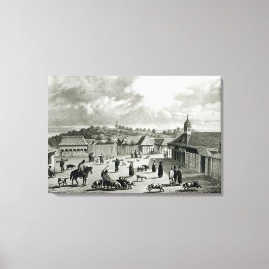 Plaza de San-Carlos de Chiloe, 1835 ] Canvas Afdruk (Voorkant)
