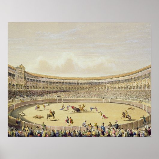 Plaza de Toros van Madrid, 1865 (kleur litho) Poster (Voorkant)