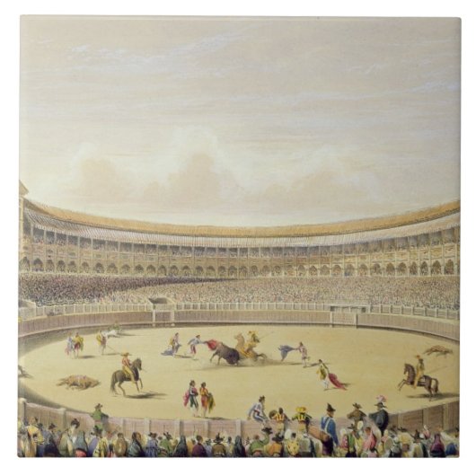 Plaza de Toros van Madrid, 1865 (kleur litho) Tegeltje (Voorkant)