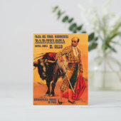 Plaza del toros, bullfighter, Barcelona, vintage Briefkaart (Staand voorkant)