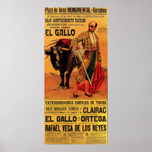 Plaza del toros, bullfighter, Barcelona, vintage Poster (Voorkant)
