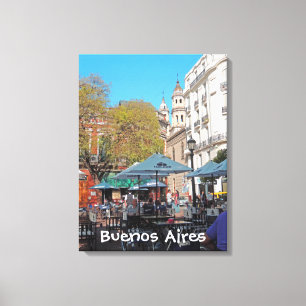 Plaza Dorrego in de middag Canvas Afdruk