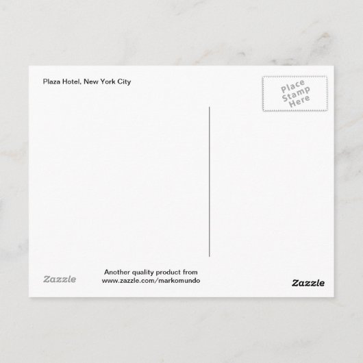 Plaza Hotel, New York City  Briefkaart (Achterkant)