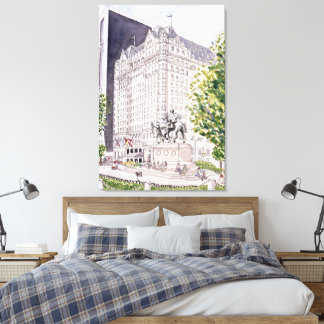 Plaza Hotel NYC Aquarel op Canvaslijst Canvas Afdruk