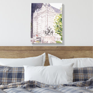 Plaza Hotel NYC Aquarel op Canvaslijst Canvas Afdruk