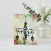 Plaza Light Floral Grunge Briefkaart (Staand voorkant)