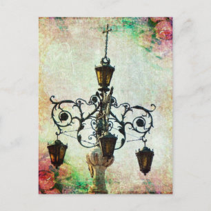 Plaza Light Floral Grunge Briefkaart