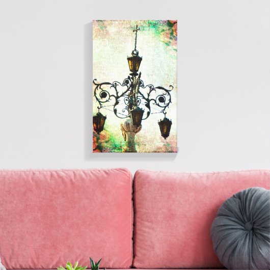 Plaza Light Floral Grunge Canvas Afdruk (Insitu (Woonkamer))