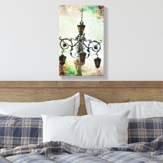 Plaza Light Floral Grunge Canvas Afdruk (Insitu (Slaapkamer))