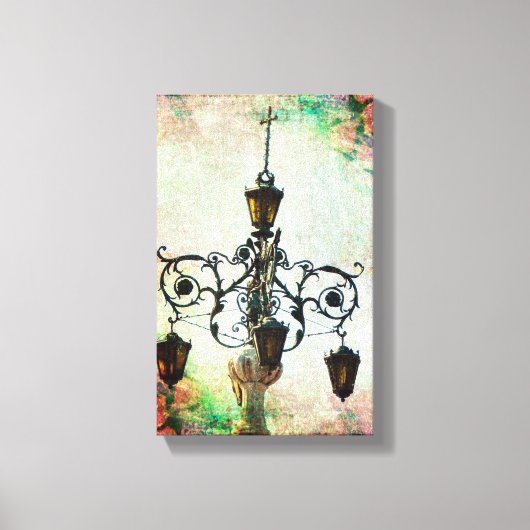 Plaza Light Floral Grunge Canvas Afdruk (Voorkant)