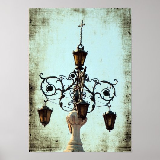 Plaza Light Muzieknoten Grunge Poster (Voorkant)