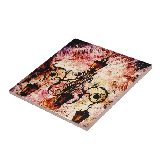 Plaza Light Pink Grunge Tegeltje (Zijkant)