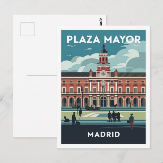 Plaza Mayor, Madrid Reizen Briefkaart (Voorkant / Achterkant)