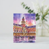 Plaza Mayor, Madrid Waterverf schilderij Briefkaart (Staand voorkant)