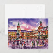 Plaza Mayor, Madrid Waterverf schilderij Briefkaart (Voorkant / Achterkant)