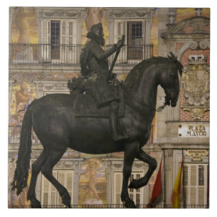Plaza Mayor met standbeeld van Filipe III, Madrid, Tegeltje