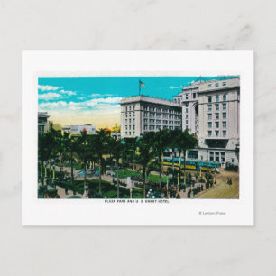 Plaza Park en U.S. Grant Hotel San Diego, CA Briefkaart
