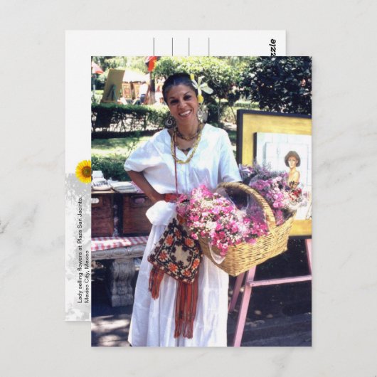 Plaza San Jacinto Flower Lady - V briefkaart (Voorkant / Achterkant)