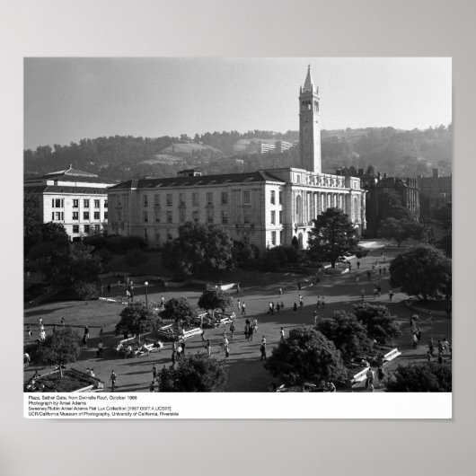 Plaza, Sather Gate uit Dwinelle Roof, 1966 Poster (Voorkant)